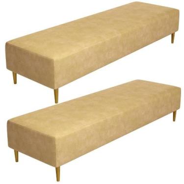 Imagem de Kit 02 Puffs Decorativo Sala De Estar Bali W01 Pés Palito 210x60cm mat