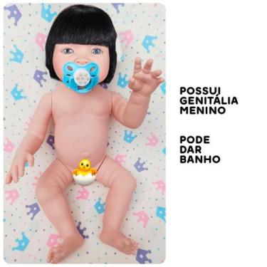 Imagem de Boneca Bebê Mamãe Reborn Menino + Chupeta de Imã Cor:Pretos, Preto