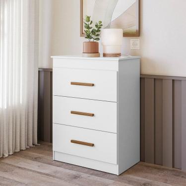 Imagem de Cômoda Ternura Flex para Quarto Infantil 3 Gavetas Branco/Marrom