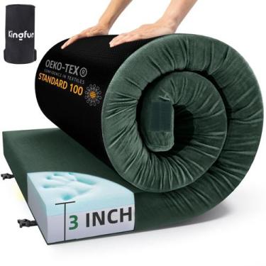 Imagem de Colchão de acampamento Kingfun Certipur-US Memory Foam 7,62 cm verde