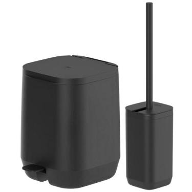 Imagem de Lixeira Banheiro Cozinha 6L + Escova Sanitaria OU Preto