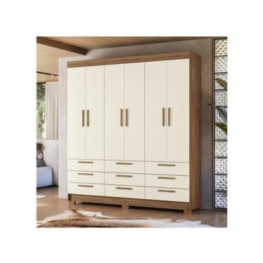 Imagem de Guarda Roupa Casal 6 Portas e 9 Gavetas c/ Pés Colombo 6.9 Jatoba/Arei