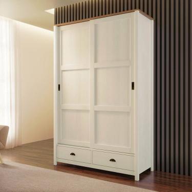 Imagem de Guarda-Roupa Topázio 2 Portas de Correr Branco/Freijó Madeira Pinus - Finestra