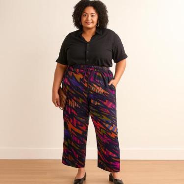 Imagem de Calça Feminina Plus Size Viscose 2 Bolsos Estilo Pantalona Tamanho:G2C