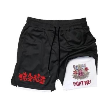 Imagem de Shorts Esportivos Masculinos 2 Em 1 Respiráveis De Camada Dupla Para C