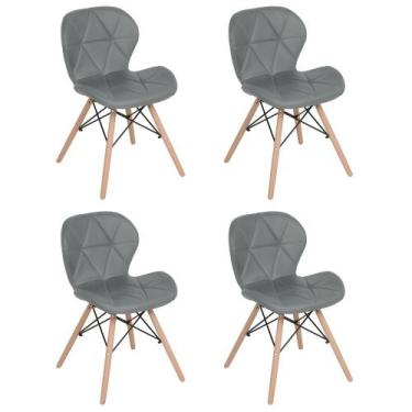 Imagem de Laraz, Kit 4 cadeiras estofadas Charles Eames Eiffel Slim Wood confort