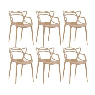 Imagem de Kit 6 Cadeiras Masters Allegra com assento removível - Nude - Laraz