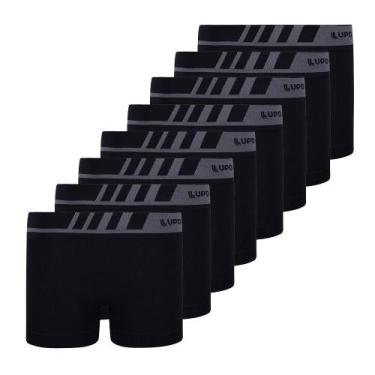 Imagem de Kit 8 Cueca Boxer Infantil Box Microfibra Sem Costura Lupo, Preto, G