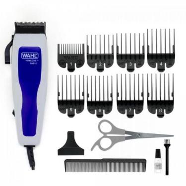 Imagem de Máquina de Corte de Cabelo Home Cut para Uso Doméstico com Lâmina Aço Inoxidável com Fio Silenciosa Cinza, Azul 220V