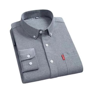Imagem de Camisa Masculina De Algodão Oxford 5XL Com Manga Longa E Botões, Cor S