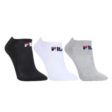 Imagem de Kit Meia Fila Cano Curto Logo c/ 3 pares, Preto, Branco, 39/43
