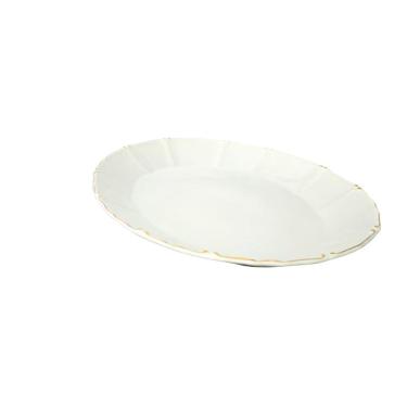 Imagem de Travessa Funda Oval Branca Borda Ouro para Servir em Cerâmica com Borda em Alto