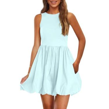 Imagem de Vestido de verão PRETTYGARDEN 2025 sem mangas com gola redonda azul