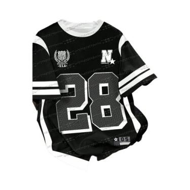 Imagem de Camiseta Feminina De Futebol De Verão Gola O Solta Casual Para Festa M