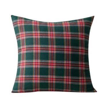 Imagem de Capas de Almofada Natalinas Tartan Xadrez 45x45cm - Floco de Neve para