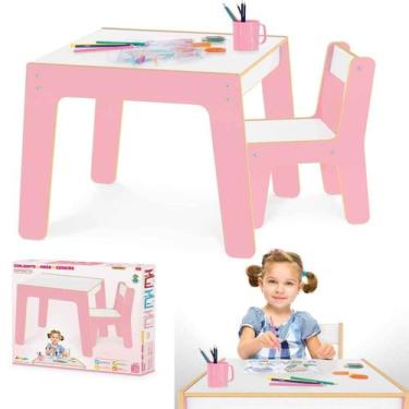 Imagem de Mesa Mesinha Infantil De Madeira Com 1 Cadeira Cadeirinha Junges Vária