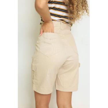 Imagem de BERMUDA JEANS feminina cargo com bolso na lateral ,estilosa despojada 