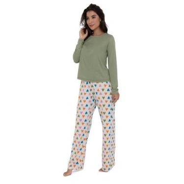 Imagem de Pijama Feminino Longo Pellin 210103 Corações, Verde, G