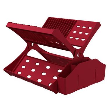 Imagem de Escorredor De Pratos Dobrável Com Porta Talheres Astra Cor Vermelho
