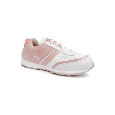 Imagem de Tênis Street Infantil Menina 10.125 Jet Kids Branco/Rose, 21, Branco, 