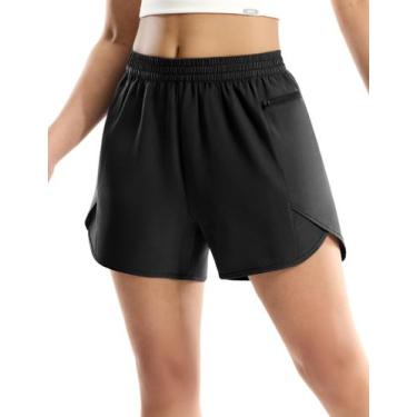 Imagem de Shorts femininos MIER de corrida atlética de 10 cm com bolso com zíper