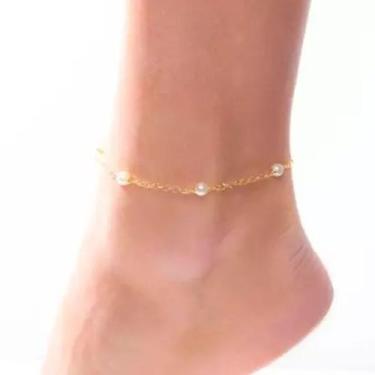 Imagem de Tornozeleira Pérola Banho Ouro 18k Delta Joias