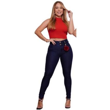 Imagem de Calça Ri19 Jeans Sal Pulp Modela Bumbum Feminina - 77105, 42, Azul esc