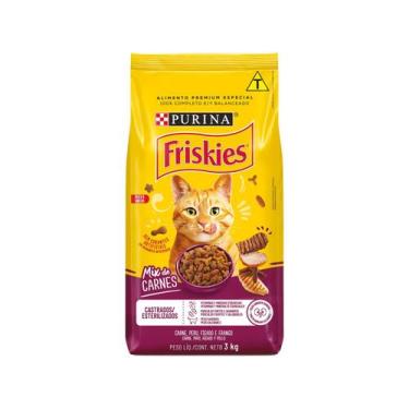 Imagem de Ração Premium para Gato Purina Friskies - Mix de Carnes Adultos 3kg, C