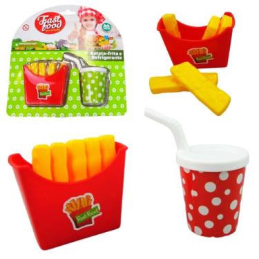 Imagem de Kit cozinha infantil com batata frita + refrigerante fast food 8 pecas