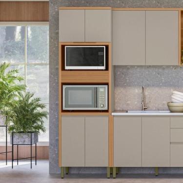 Imagem de Torre Quente em MDF para Cozinha 70 cm Allure Marrom/Jequitibá/Gris Fo