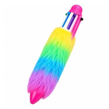 Imagem de Caneta Multicolorida 6 Cores Com Pelúcia Colorida Escolar - Escolha vi
