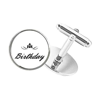 Imagem de DIYthinker Abotoaduras com fecho de botão redondo Happy Birthday Presents Blessing