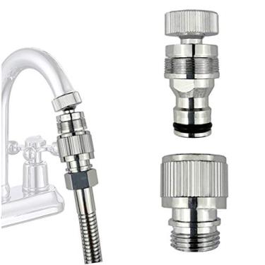 Imagem de Máquina de lavar louça, adaptador de acoplamento de pressão para lavadora, mangueira de chuveiro, mangueira de jardim (3/4GHT) conexão rápida, para banheiro/cozinha, adaptador de pia para mangueira adaptador de mangueira de torneira, acessório de ajuste rápido de pia (conexão rápida)