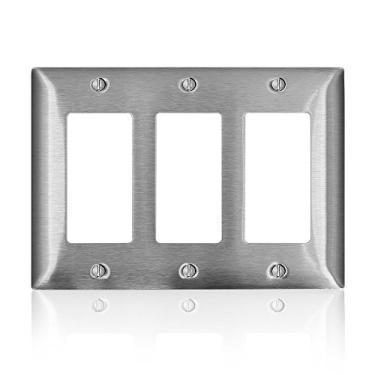 Imagem de Leviton SL263 Série C 3-Gang 3 Decora/Decora Plus/GFCI, Aço Inoxidável Tipo 430