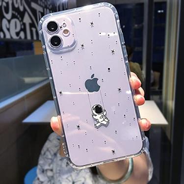 Imagem de Capa de telefone estrela planeta astronauta bonito dos desenhos animados para iphone 13 pro max 12 mini 11 xs xr 7 8 plus capa à prova de choque macia transparente, astronauta de balanço, para iphone