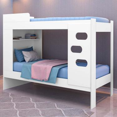 Imagem de Beliche Solteiro com 1 Prateleira Floripa J&A Móveis Branco