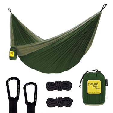 Imagem de Rede De Camping Hamaca Portátil C/Corda Portable Style Cor:Verde militar - Verde