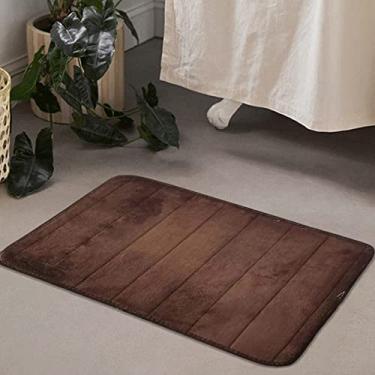 Imagem de SHENGANG Tapete de banho Almofada de espuma de memória de lã coral antiderrapante Absorção de água Tapete Banheira Chuveiro Capacho, 4,50x80 cm