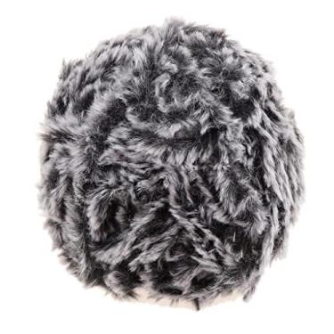 Imagem de 1 peça de bola de lã grossa de pele sintética macia de 32 metros para projeto de tricô e crochê - preto e cinza