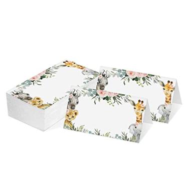 Imagem de Cartões estilo barraca para animais da selva – 25 cartões por pacote – decorações para festas de animais da selva – Lembranças de festa de aniversário para chá de bebê (TAIKA-002)