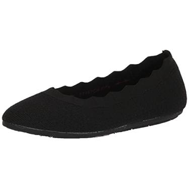 Imagem de Skechers Sapatilha feminina Cleo 2.0-Love Spell de malha recortada com balé de espuma viscoelástica resfriada a ar, Preto, 38