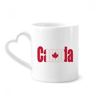 Imagem de Caneca com nome da bandeira do país do Canadá Caneca de café cerâmica copo de coração de vidro
