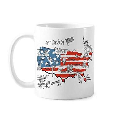 Imagem de Caneca com ilustração de palavras da liberdade do mapa dos Estados Unidos cerâmica xícara de porcelana de café louça