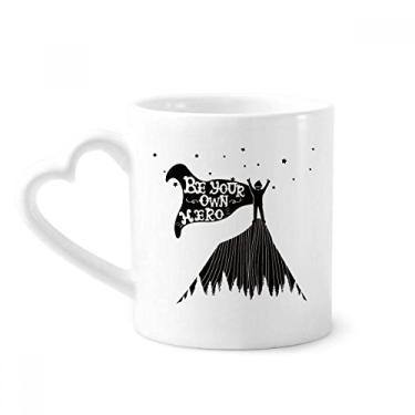 Imagem de Caneca Be Your Own Black White Quote Coffee Ceramic Drinkware Copo de coração de vidro