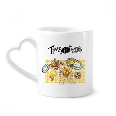 Imagem de Time for tea Biscuits Caneca de chocolate café cerâmica copo de coração de vidro