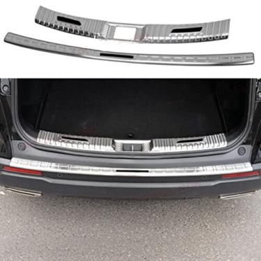 Imagem de 2 peças de aço inoxidável externo e interno placa de desgaste da porta traseira tampa do pára-choques guarnição do peitoril da barra serve para Jeep Compass 2017 2018 2019 2020- preto