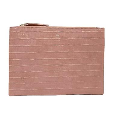 Imagem de NIGEDU Bolsa clutch feminina envelope moda crocodilo em relevo couro PU grande feminina festa noturna clutches, rosa