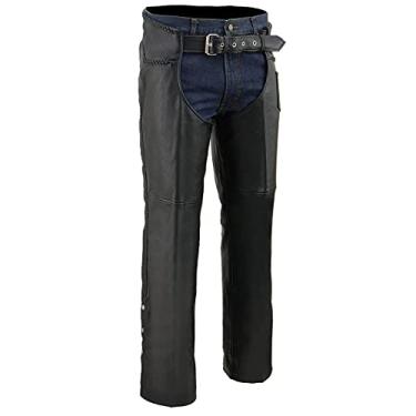 Imagem de Milwaukee Leather ML1135 calça masculina de couro trançado preto para motocicleta – Médio