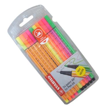 Imagem de Caneta Point88/pen68 Neon Com 10 Unidades Kit Ref.8868/10 Stabilo