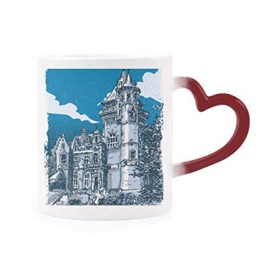 Imagem de Old Castle Caneca medieval de cavaleiros da Europa com emblema sensível ao calor Caneca vermelha que muda de cor